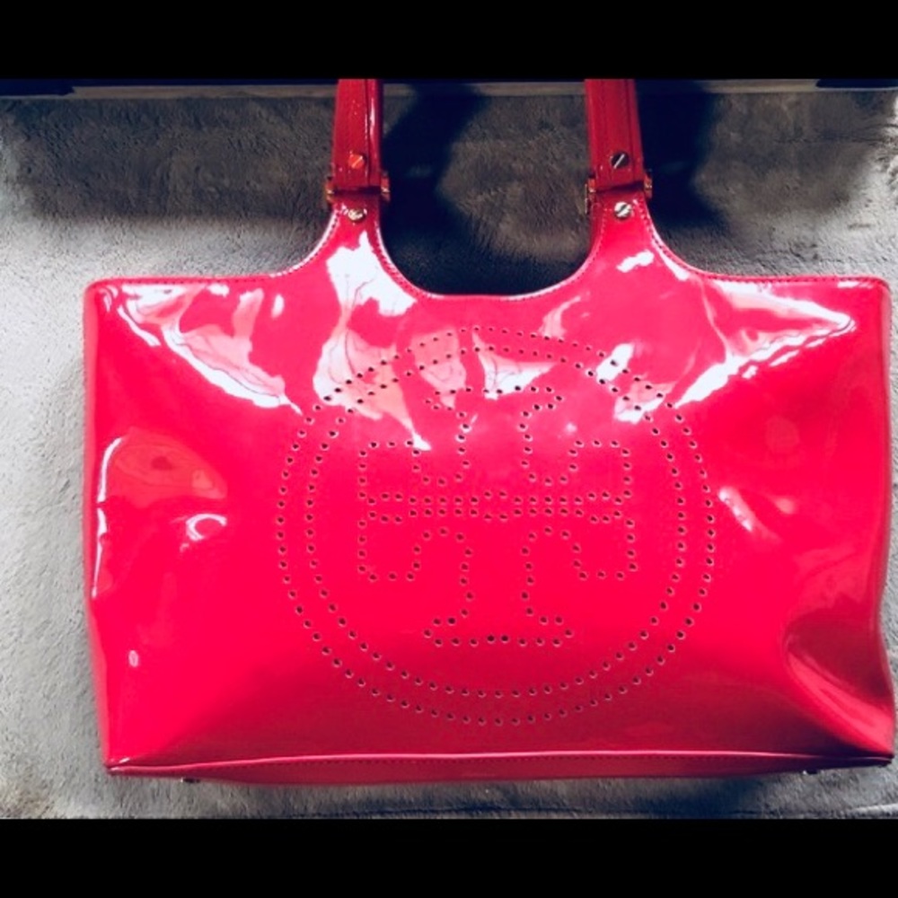 Pink Tory Patent Tote